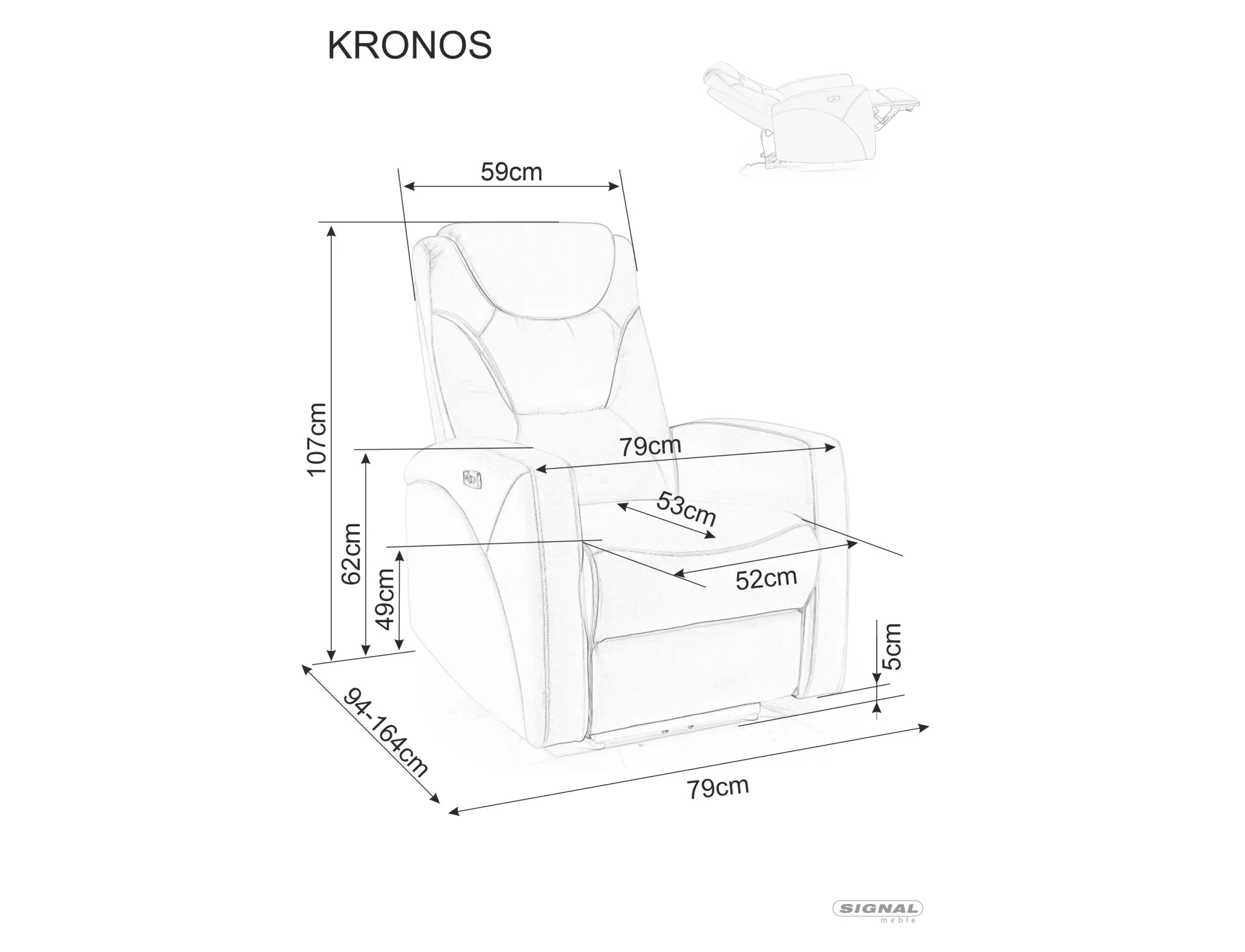 Elektrisch Relaxsessel mit Samtstoff Kronos Grau (2)