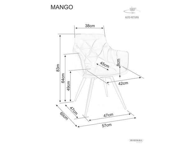 Drehbare Esszimmerstuhlaus mit Samtstoff Mango Grau (1)