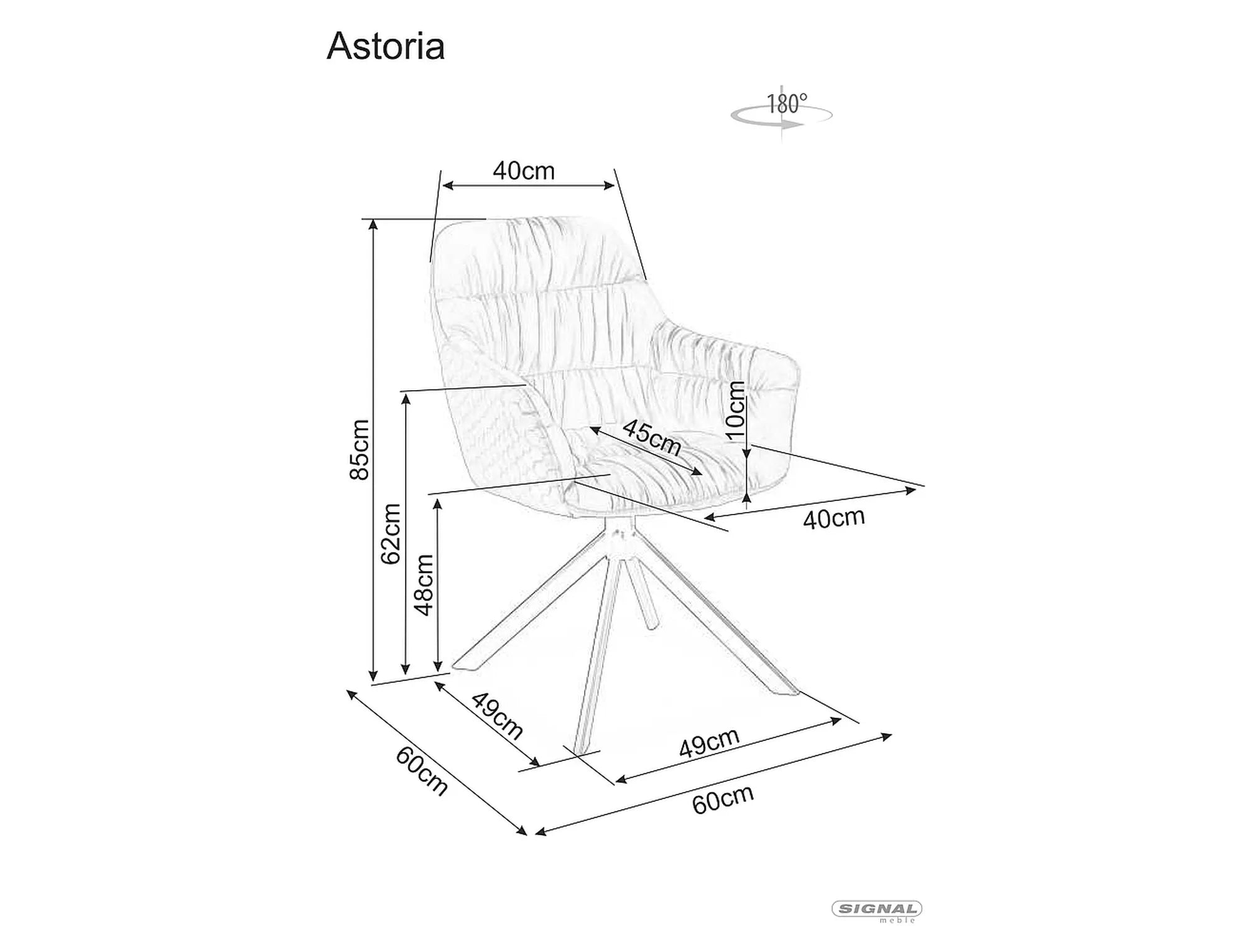 Drehbare Esszimmerstuhlaus mit Samtstoff Astoria II Beige (1)