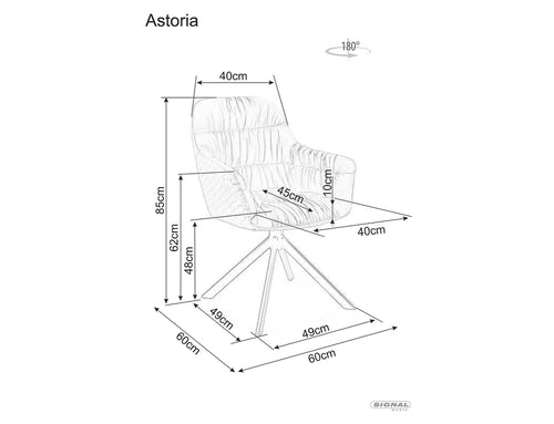 Drehbare Esszimmerstuhlaus mit Samtstoff Astoria II Beige (1)