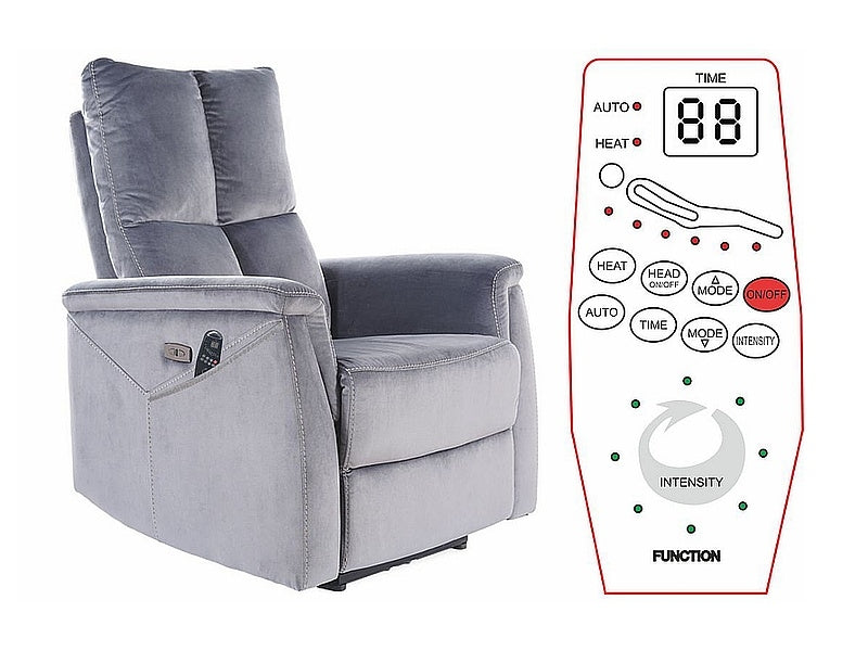 Elektrisch Relaxsessel mit Samtstoff Newlyn Grau (1)