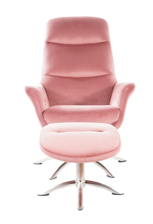 Relaxsessel mit Hocker, aus Samtstoff Nexus Rosa (1)