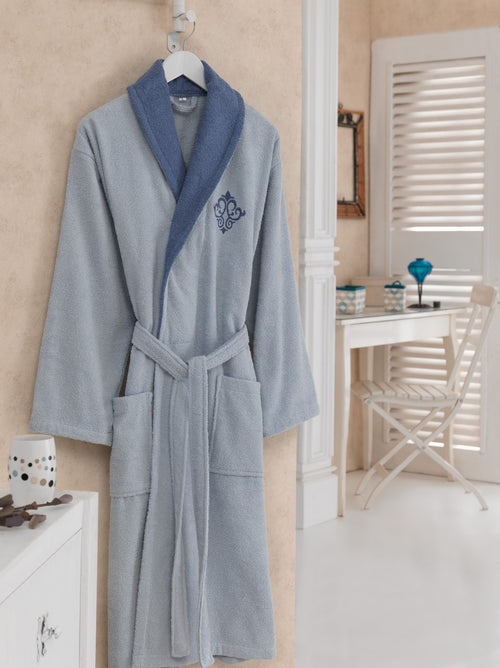 Unisex-Bademantel Baumwolle Daily Blau, M / L