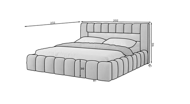 Polsterbett mit Stauraum, aus Samtstoff, Lamiso Neutral (5) & ELTMPL-BED-LAMICA-LAM_MET-NEUTRAL