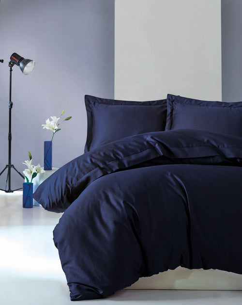 Bettwäsche Satin Baumwolle Premium Elegant Blau, 200 x 220 cm