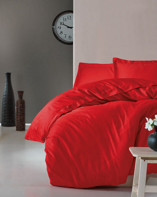 Bettwäsche Satin Baumwolle Premium Elegant Rot, 200 x 220 cm