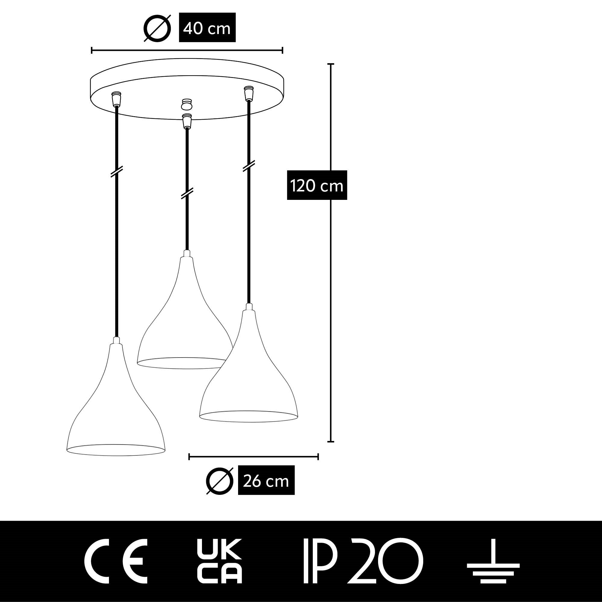 Hängeleuchte Damla Trio Asimetric Schwarz (4)