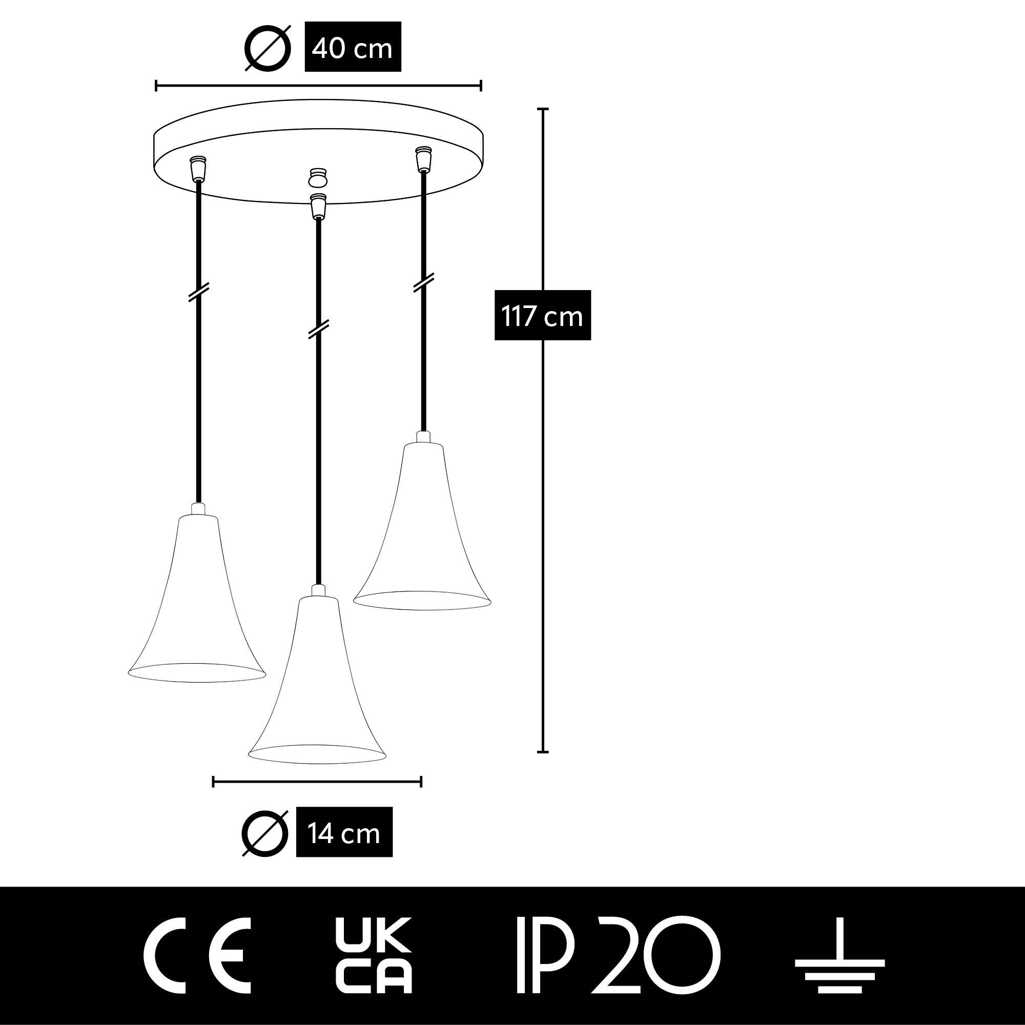 Hängeleuchte Konik Trio Asimetric Schwarz (4)