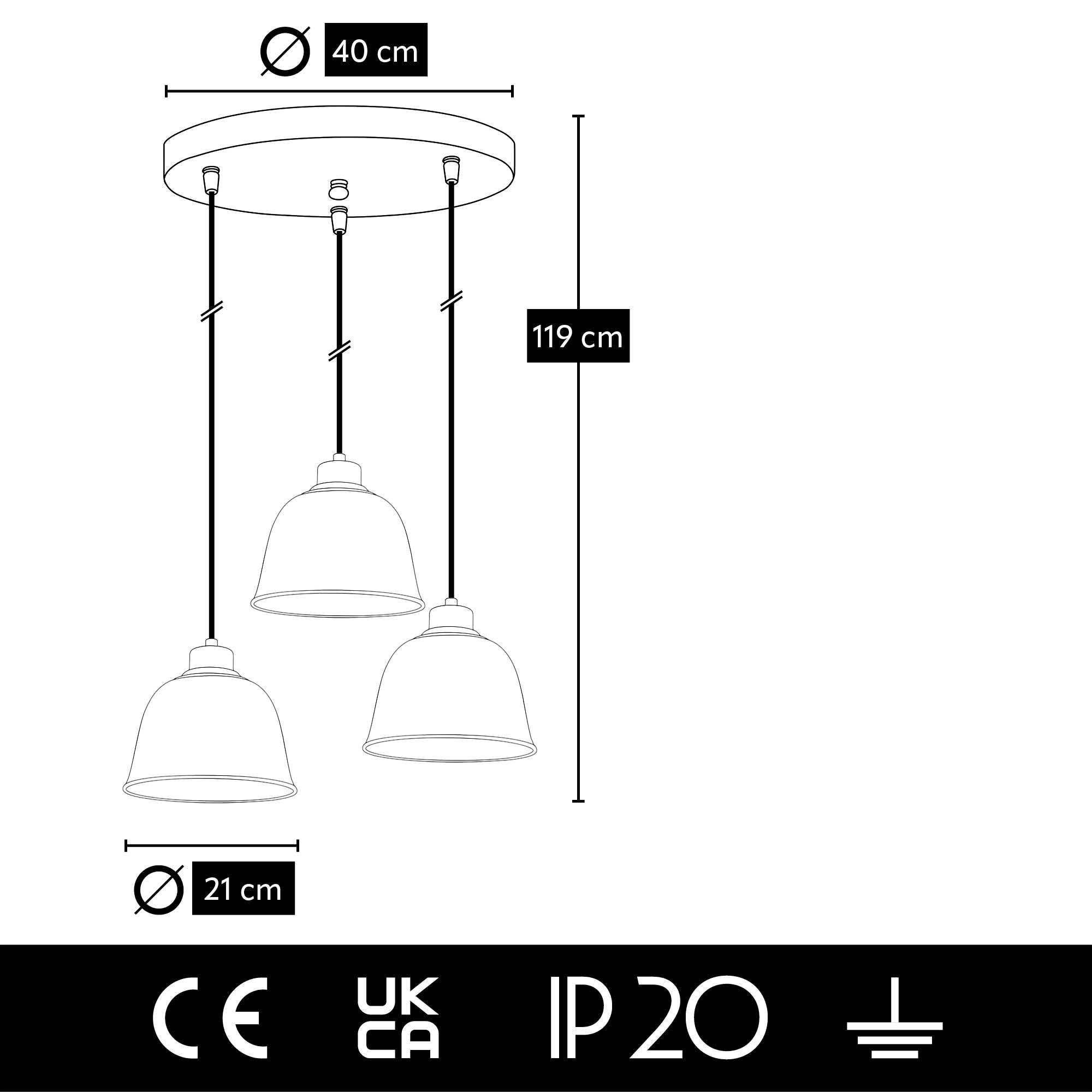 Hängeleuchte Topuz Trio Asimetric Schwarz (4)