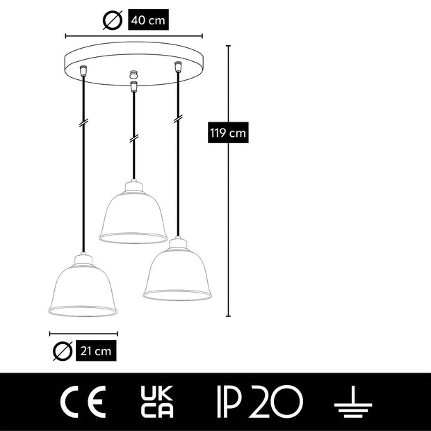 Hängeleuchte Topuz Trio Asimetric Schwarz (4)