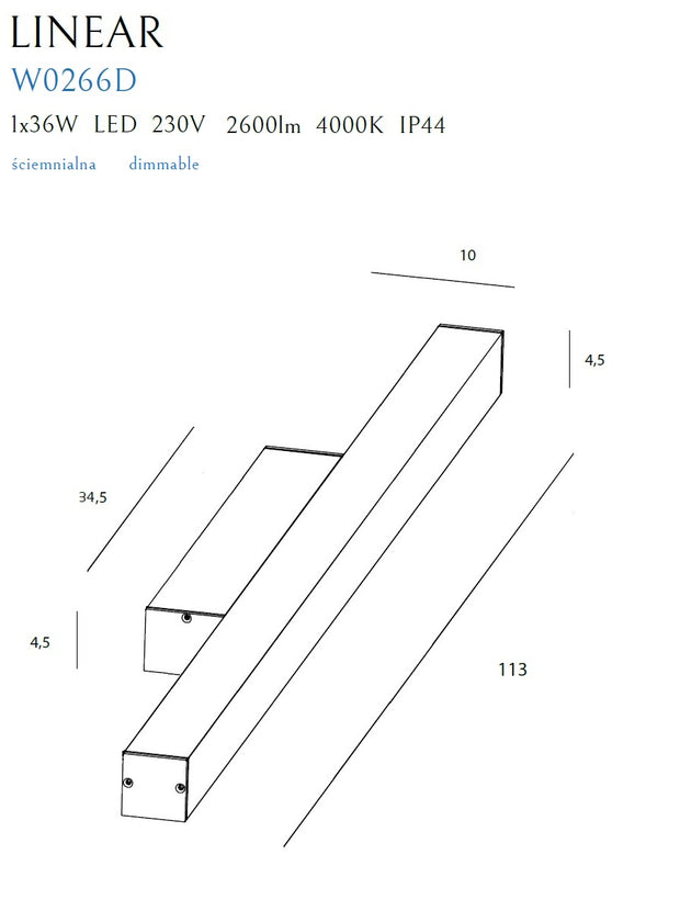 Wandleuchte Linear W0266 Schwarz (1)