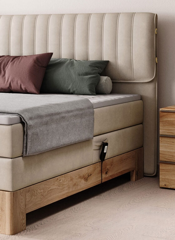 Boxspringbett mit Elektromotor Elsales Legno Creme (4)
