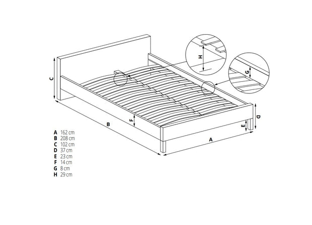 Bett mit Stoff Cassiopis Grau (5)