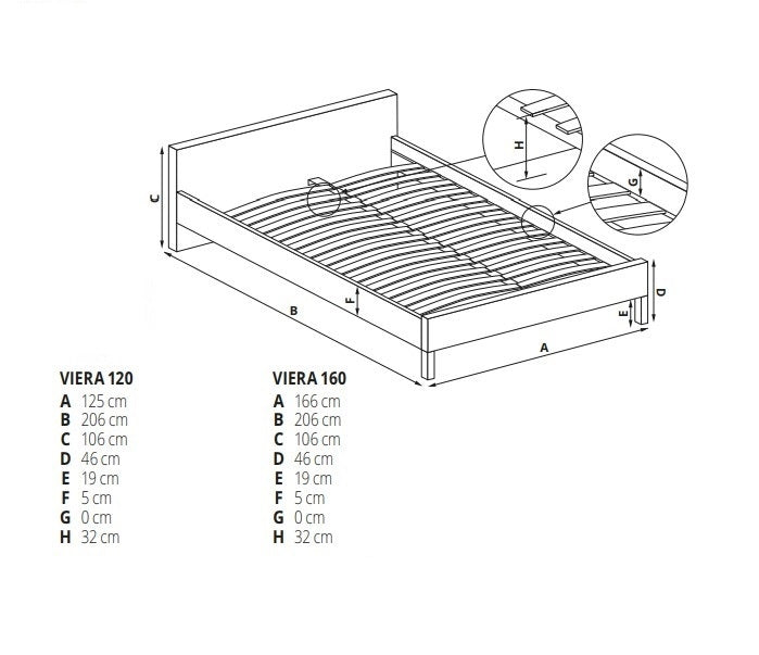 Bett aus holz und metall Vierannis Weiß und Schwarz (1)