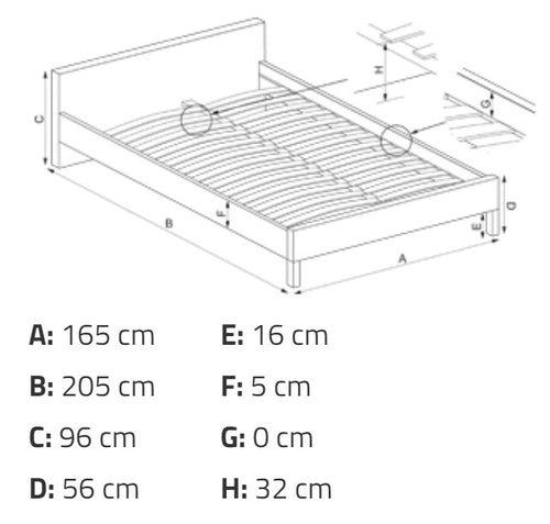 Bett aus holz und metall Violetani Weiß und Schwarz (1)