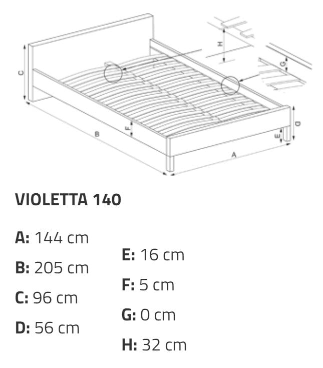 Bett aus holz und metall Violetani Schwarz (3)