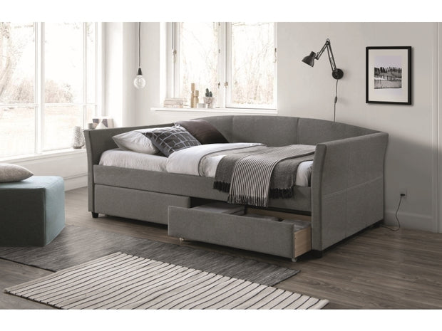 Tagesbett mit 2 schubladen, aus Stoff Lanton Grau & SMP-PAT-DIVAN-LANTA-GREY