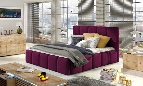 Polsterbett mit Stauraum, aus Samtstoff, Edvis & ELTMPL-BED-EDVIGE-BEG-SET2-VELVET