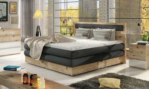 Boxspringbett mit Bettkasten Diorissimo Legno Grau & WRSLPL-PAT-DIORI-BOXSPRING-WOOD