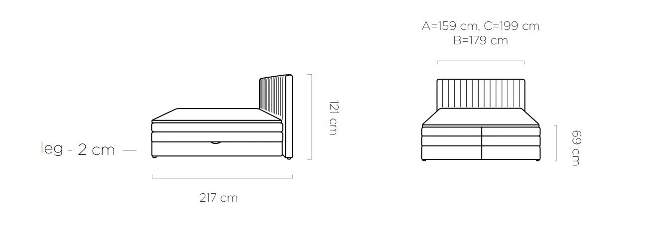 Boxspringbett mit Bettkasten Mina Grau (4)