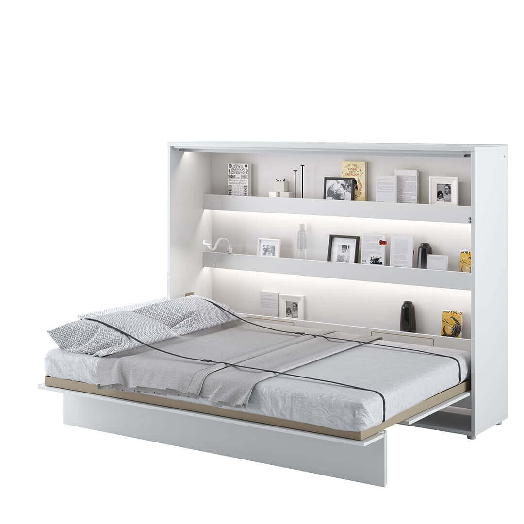 Wandklappbett Funktionsbett inkl. Lattenrost, Bed Concept Orizzontale Weiß Matte, 140 x 200 cm (2)