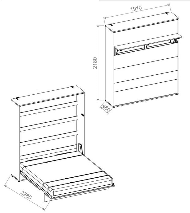 Wandklappbett Funktionsbett inkl. Lattenrost, Bed Concept Verticale Weiß Glänzend, 180 x 200 cm (2)