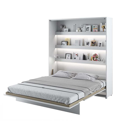 Wandklappbett mit Lattenrost und LED, Bed Concept Verticale Weiß Matte, 180 x 200 cm