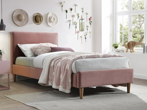 Polsterbett mit Samtstoff Acelin Rosa & SMP-PAT-ACOMA-VELVET-PINK