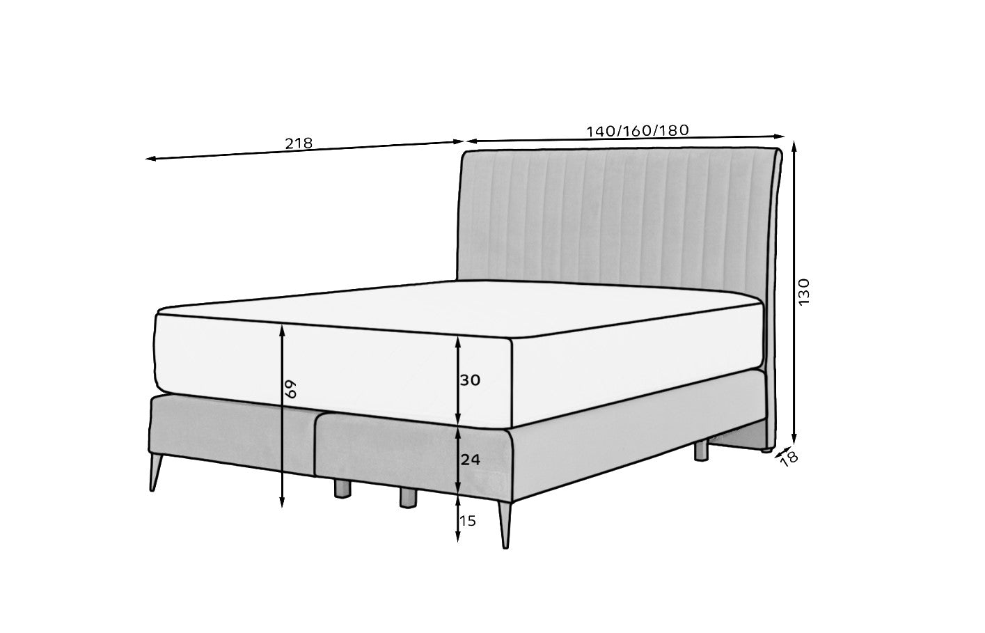 Boxspringbett mit Stoff Blanks Sola / Lukso (11)