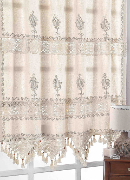 Vorhäng baumwolle und leinen Tulip Dantel Beige & OYOTR-129-10 & OYOTR-129-10 & OYOTR-129-10