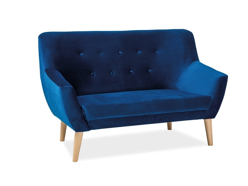 Sofa 2-Sitzer mit Samtstoff, Nordic 2 Blau