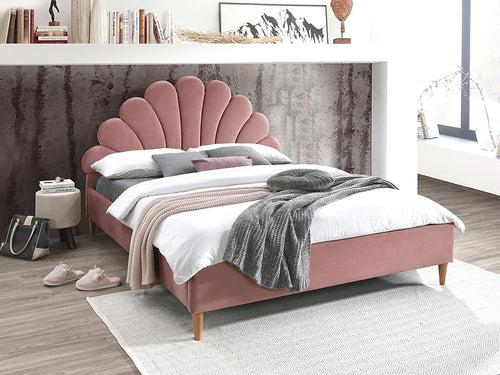 Polsterbett mit Samtstoff Santana Rosa & SMP-PAT-SANTANA-VELVET-ANTIQUE-PINK