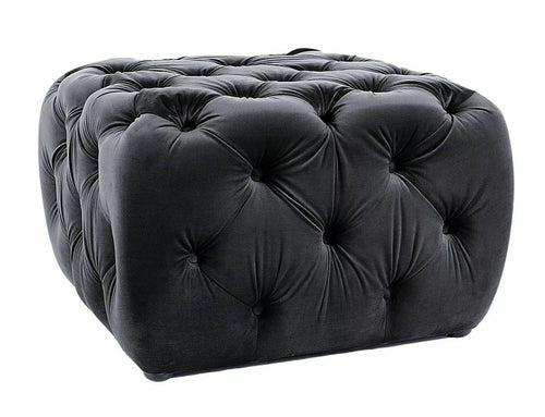 Pouf mit Samtstoff Sophia Schwarz