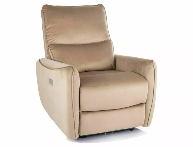 Elektrisch Relaxsessel mit Samtstoff Zefir Beige