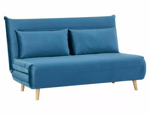 Schlafsofa 2-Sitzer mit Samtstoff, Spike II Blau