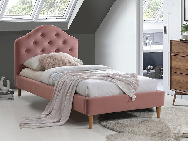 Polsterbett mit Samtstoff Chloe Rosa & SMP-PAT-CHLOE-VELVET-ANTIQUE-PINK