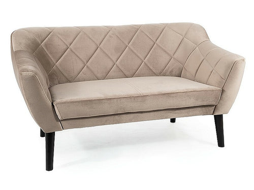 Sofa 2-Sitzer mit Samtstoff, Karo 2 Beige