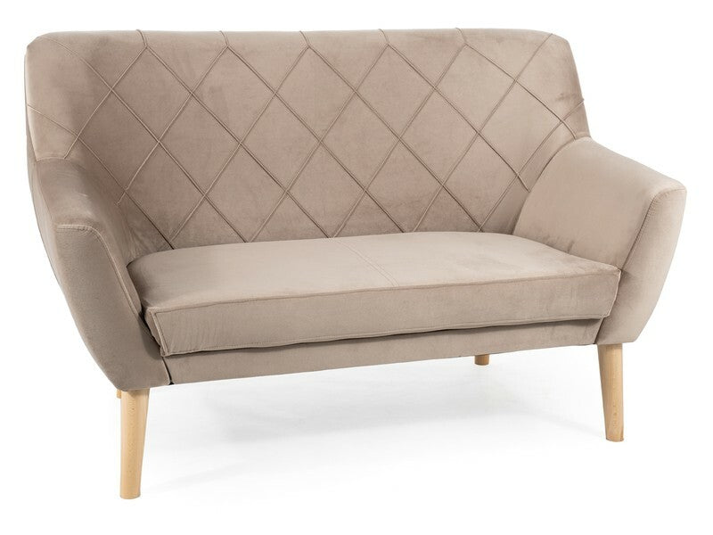 Sofa 2-Sitzer mit Samtstoff, Kier 2 Beige