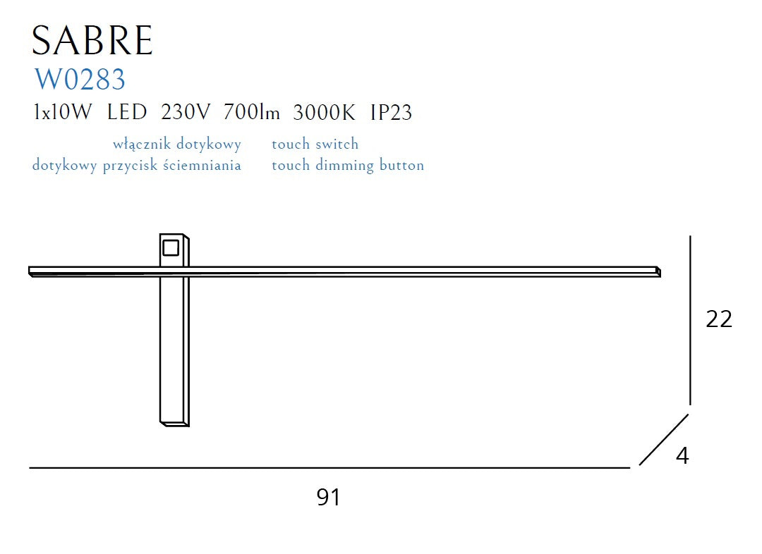 Wandleuchte Sabre W0283 Schwarz (5)