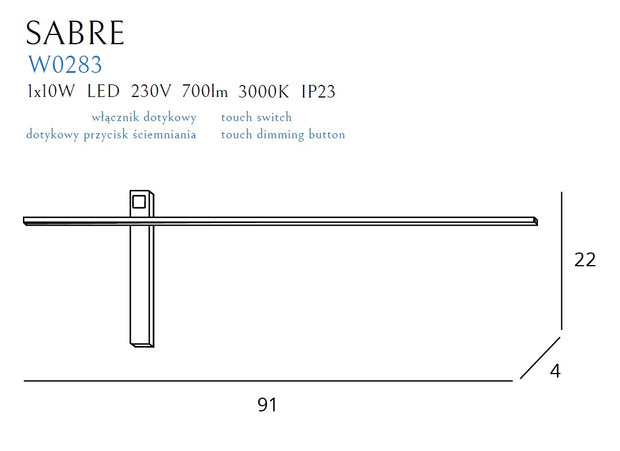 Wandleuchte Sabre W0283 Schwarz (5)