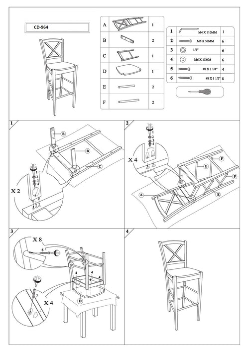 Barstuhl mit holz Cyd-964 Weiß (1)