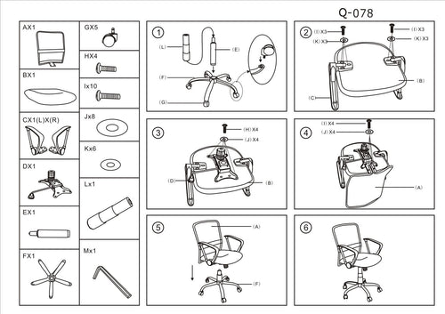 Bürostuhl mit Stoff Qwin-078 Schwarz (1)