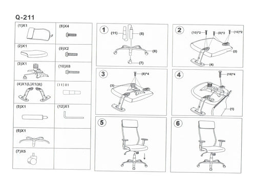 Bürostuhl mit Stoff Qwin-211 Schwarz (1)