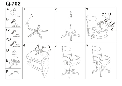 Bürostuhl mit Stoff Qwin-702 Schwarz (1)