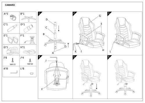 Gaming Stuhl mit Stoff Camira Schwarz (1)