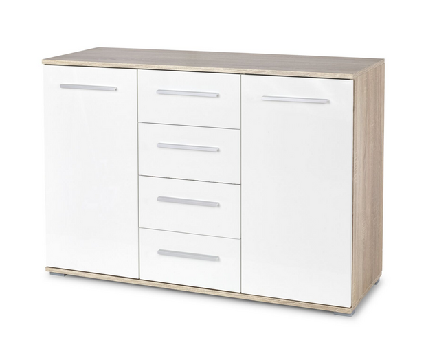 Sideboard mit 4 schubladen und 2 türen Liamis KM-4 Weiß