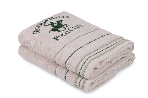 2er Set Badehandtuch Baumwolle Beverly Hills Polo Club 204 Beige, 50 x 90 cm