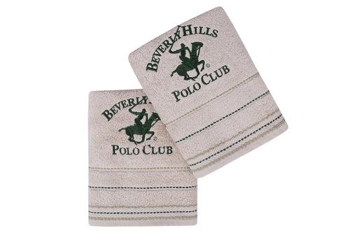 2er Set Badehandtuch Baumwolle Beverly Hills Polo Club 204 Beige, 50 x 90 cm (1)