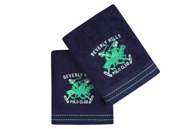 2er Set Badehandtuch Baumwolle Beverly Hills Polo Club 401 Blau, 50 x 90 cm (1)