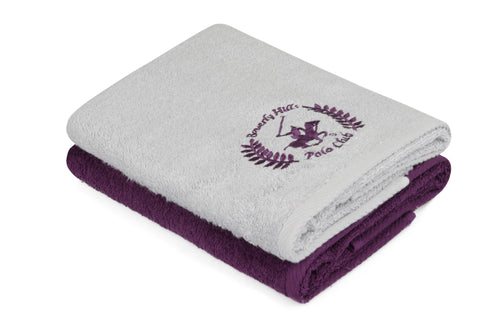 2er Set Badehandtuch Baumwolle Beverly Hills Polo Club 402 Violett, 50 x 90 cm